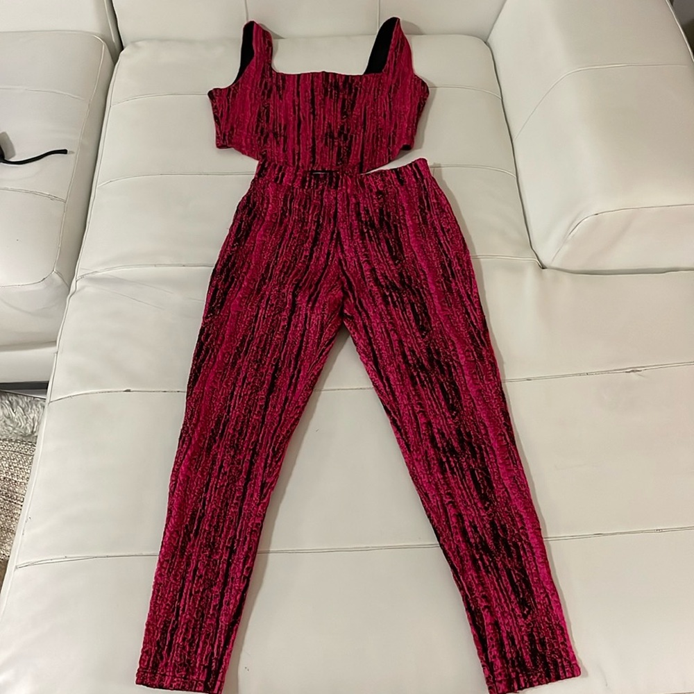 Zara pink fuschia coord matching set leggings and crop top small
